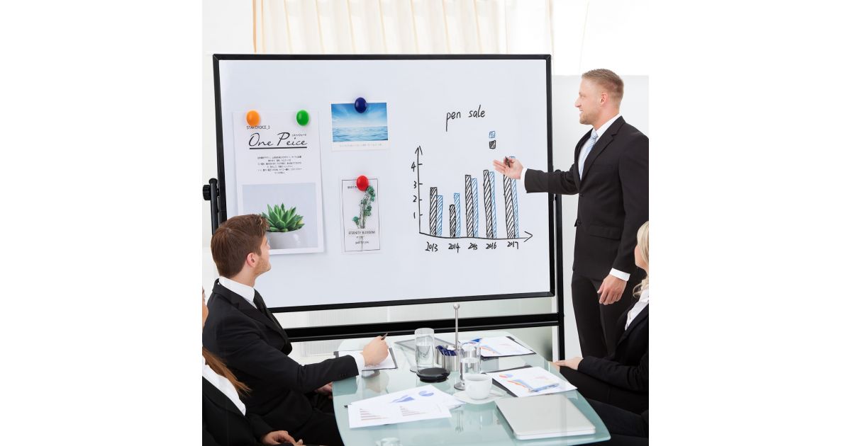 Whiteboard Doublesided With Stand Deli 120x90cm · Stationery